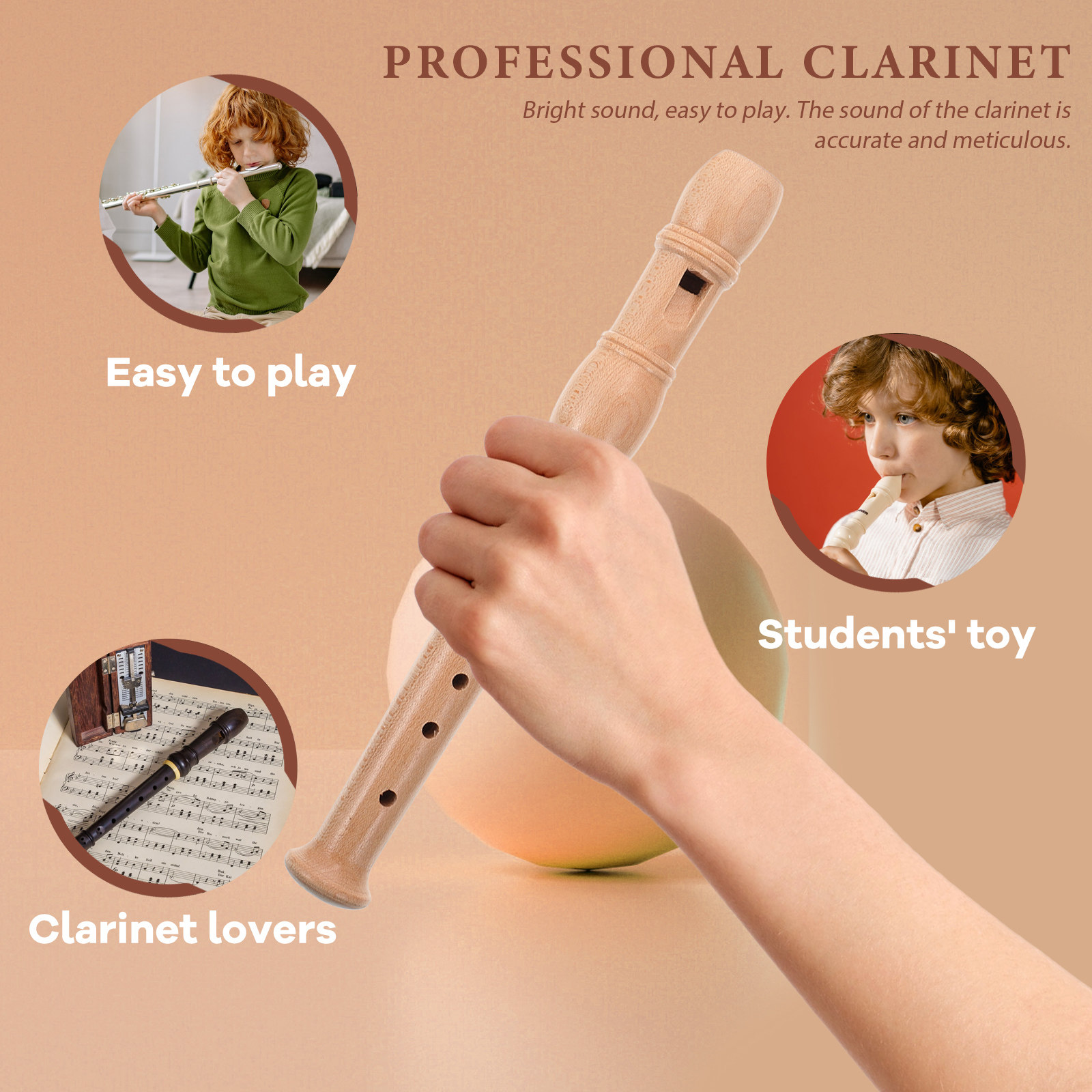 Musical Instrument Recorder - Children Soprano Recorder Premium Wood 6