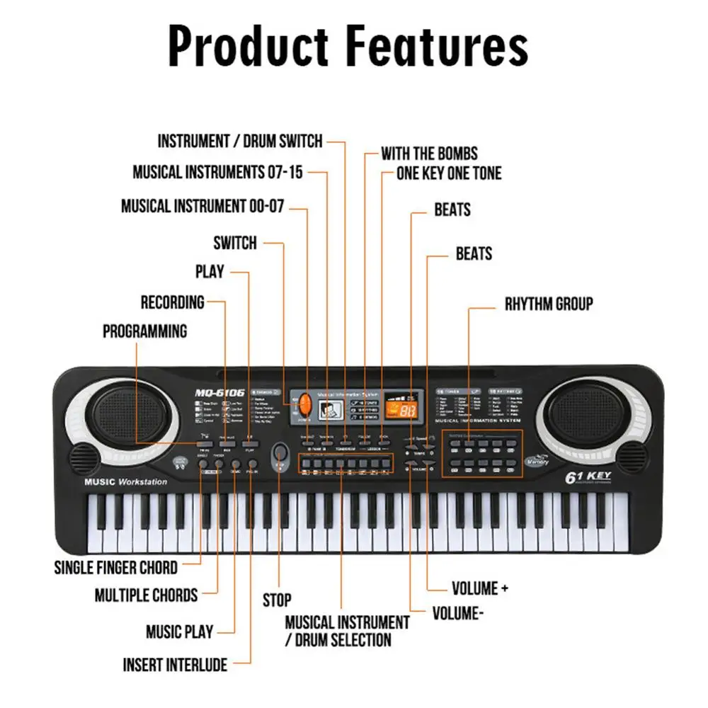 Kids Electronic Piano Keyboard - Musical Instruments Names recensie en prijs